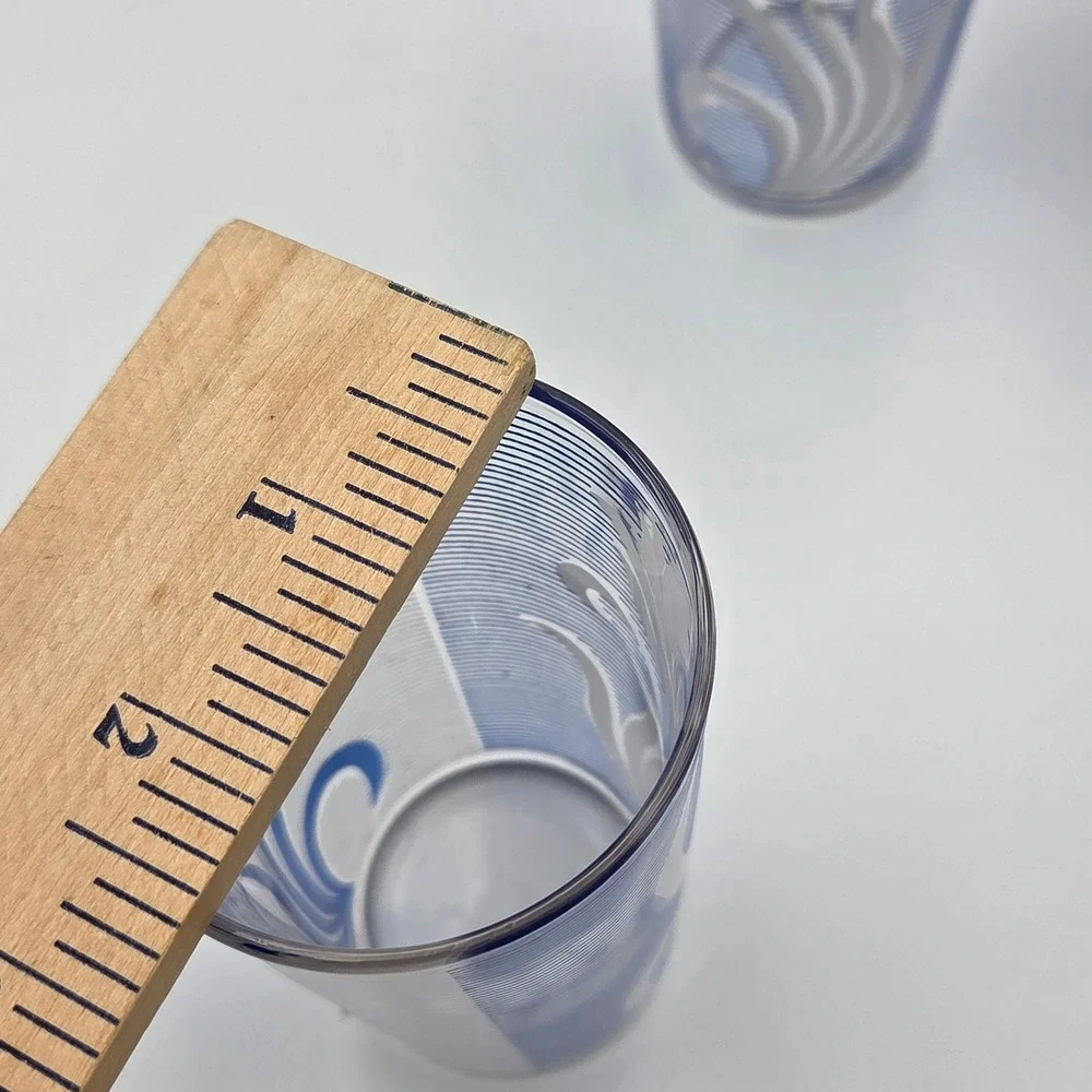 Unbranded Tulip Tumbler Glasses Set of 6 Blue White Floral Vintage Style 10oz